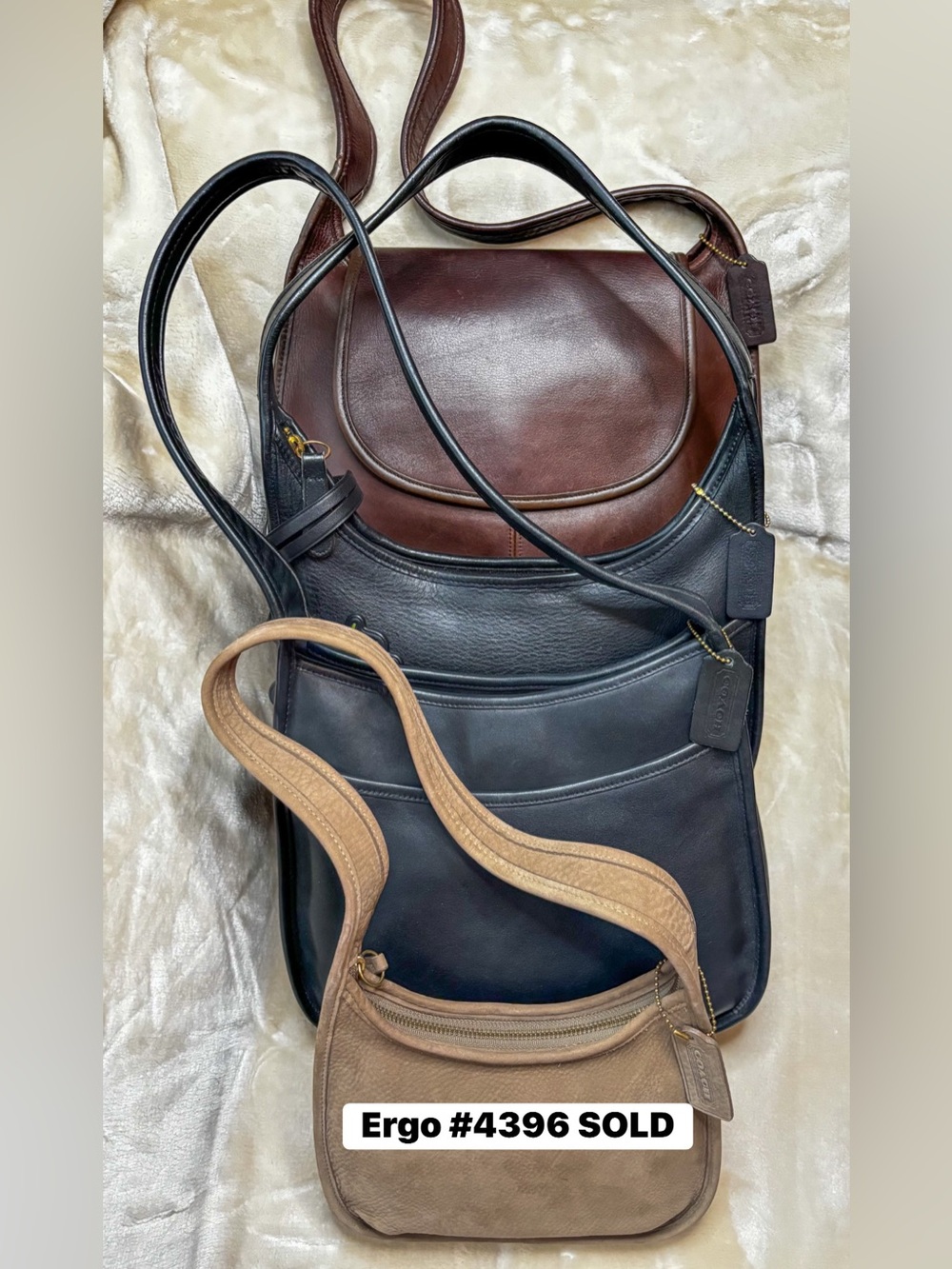 Bundle of 100% Authentic Vintage 3 Ergo Coach Purses (#9033,#9029,# 9047)